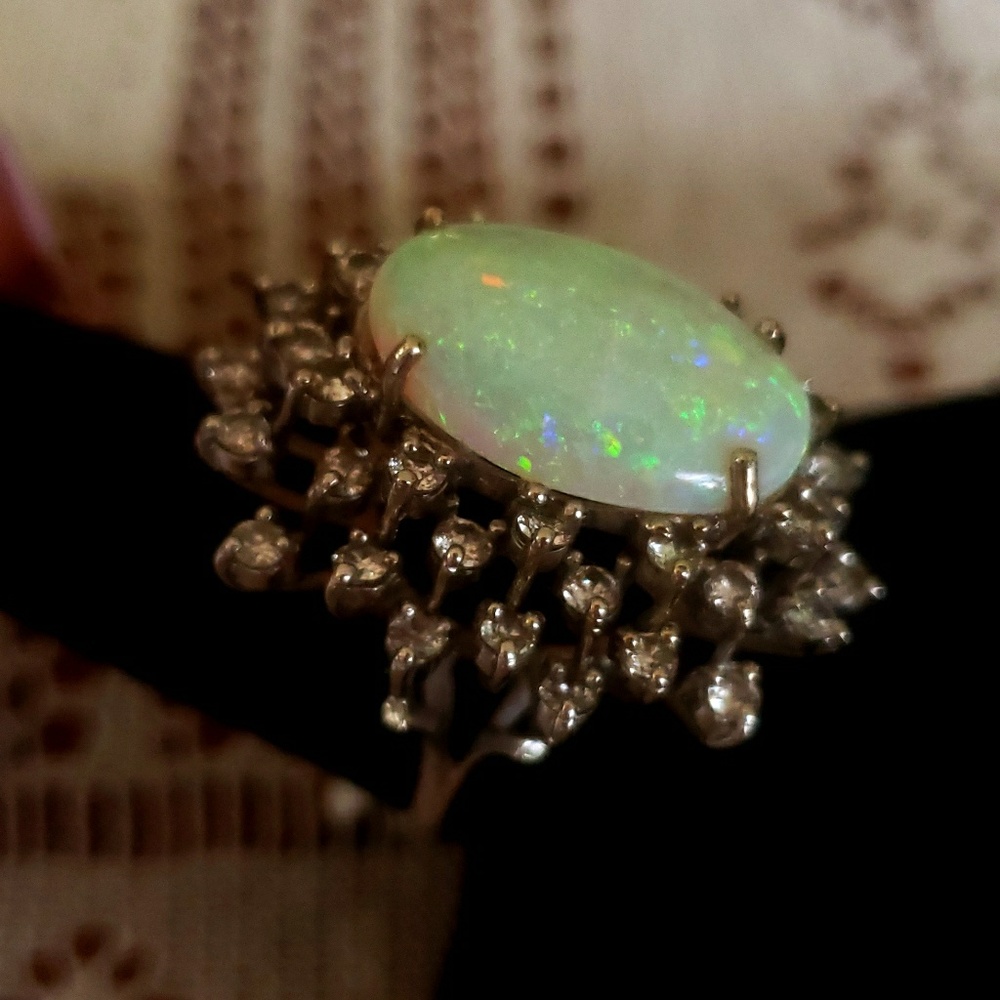 Gigantic opal diamond ring - Picture 6 of 8